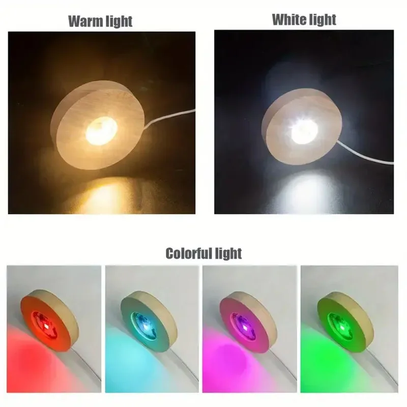 الخشب سطح المكتب أضواء الزخرفية قاعدة ضوء الليل خشبية LED USB RGB عرض مصباح عرض موقف مصابيح حامل حلية فنية