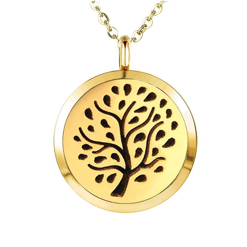 With chain Snow 30mm Stainless Steel Essential Oils Aromatherapy Locket Perfume Diffuser Necklace