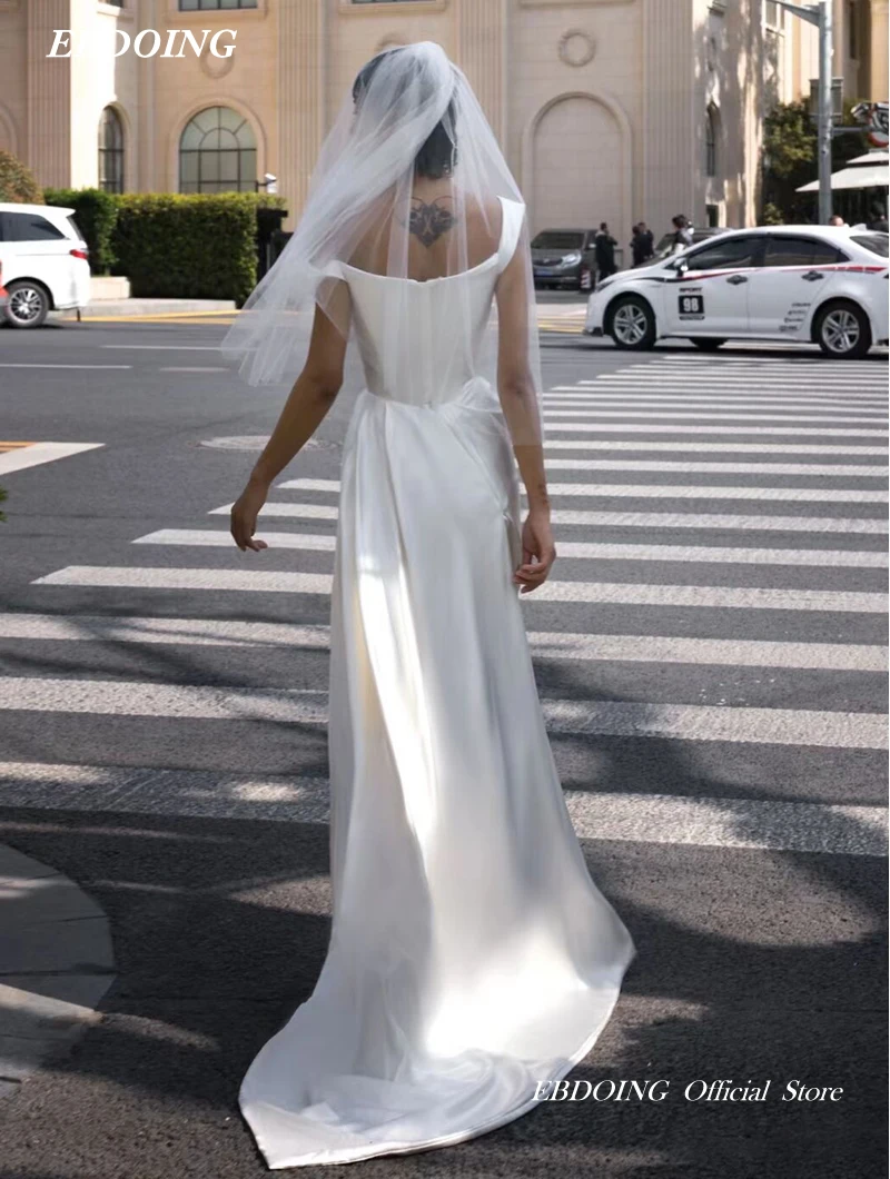 Newest Wedding Dress Mermaid Short For Bride Scoop Neckline Satin Off The Shoulder Custom Made Plus Sizes Vestidos De Novias
