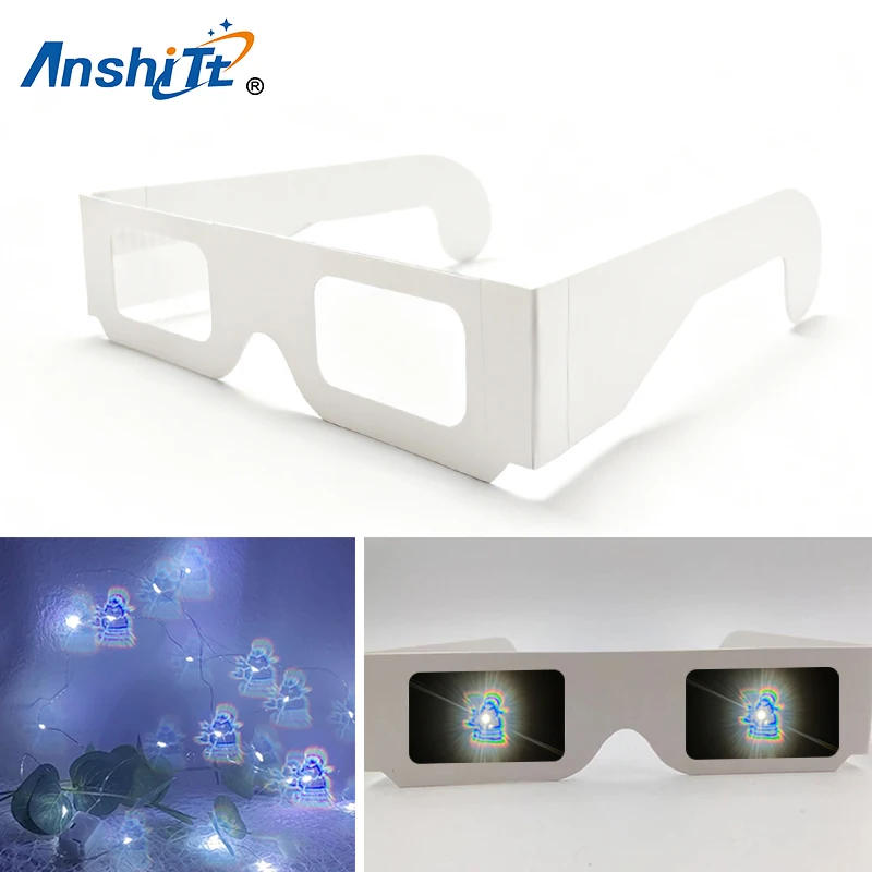 

100Pack Coldplay Santa Glasses Paper Firework Glasses rainbow Special Effects Lighting Clip Diffraction Glasses Christmas Party