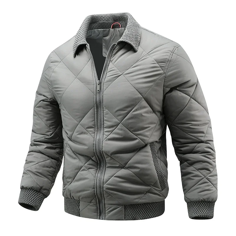 

Retro Quilted Jacket Men's Stand Collar Cotton Padded Motorcycle Coat Winter Cotton Liner Streetwear Loose Outwear Puffer Jacket