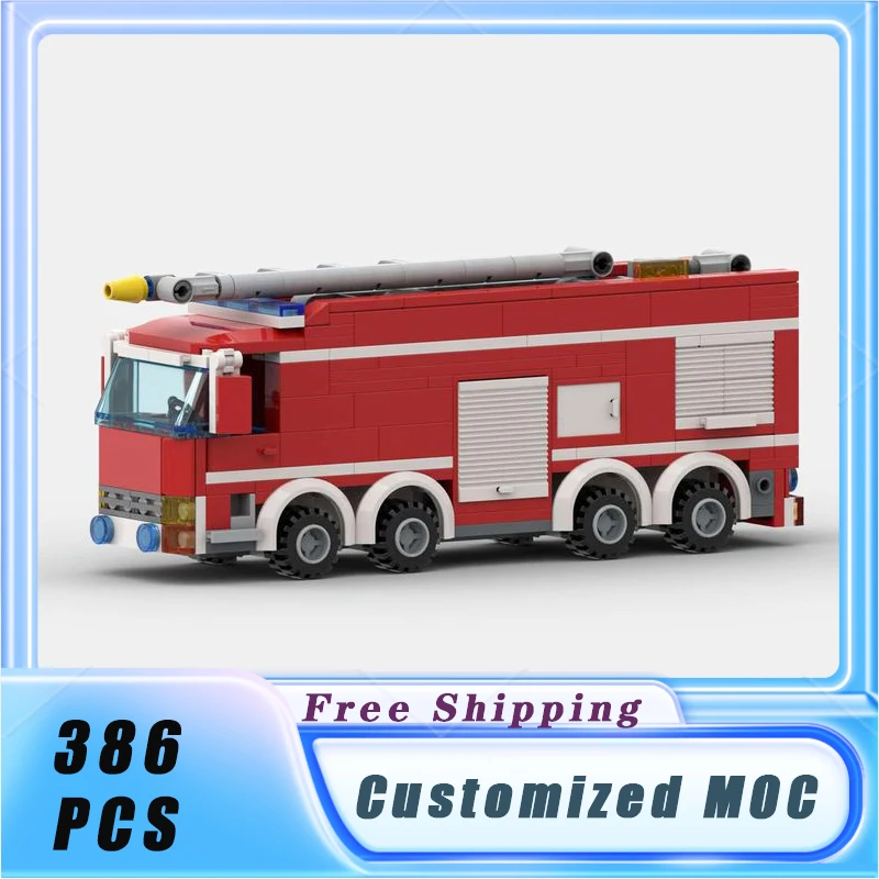 MOC Building Blocks City Large Fire Truck with HRET Model Bricks Sets Assemble Display Children's Toys Gifts