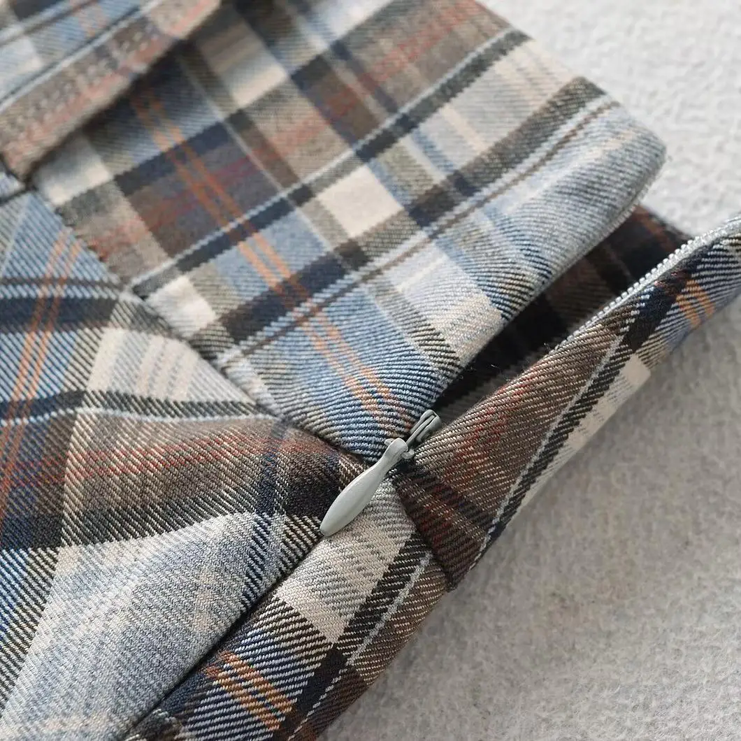 Hoge taille geruite rok dames bodycon a-lijn school sle retro Amerikaanse lente zomer ort rokken wikkel rond rokken