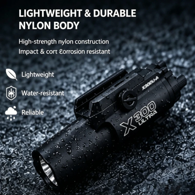 Multifunctional Track Attached Hand Light X400 Portable Outdoor Flashlight with Auxiliary Indicator Light for Hiking At Night