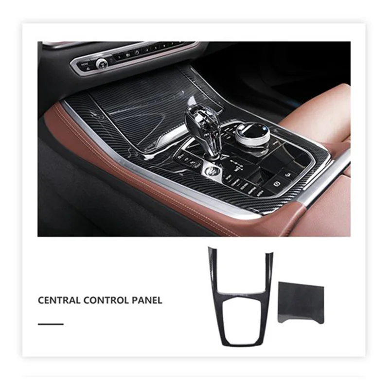 Car Carbon Fiber Central Gear Panel Control Panel Decal Interior Modification for X5 G05 2019-2021