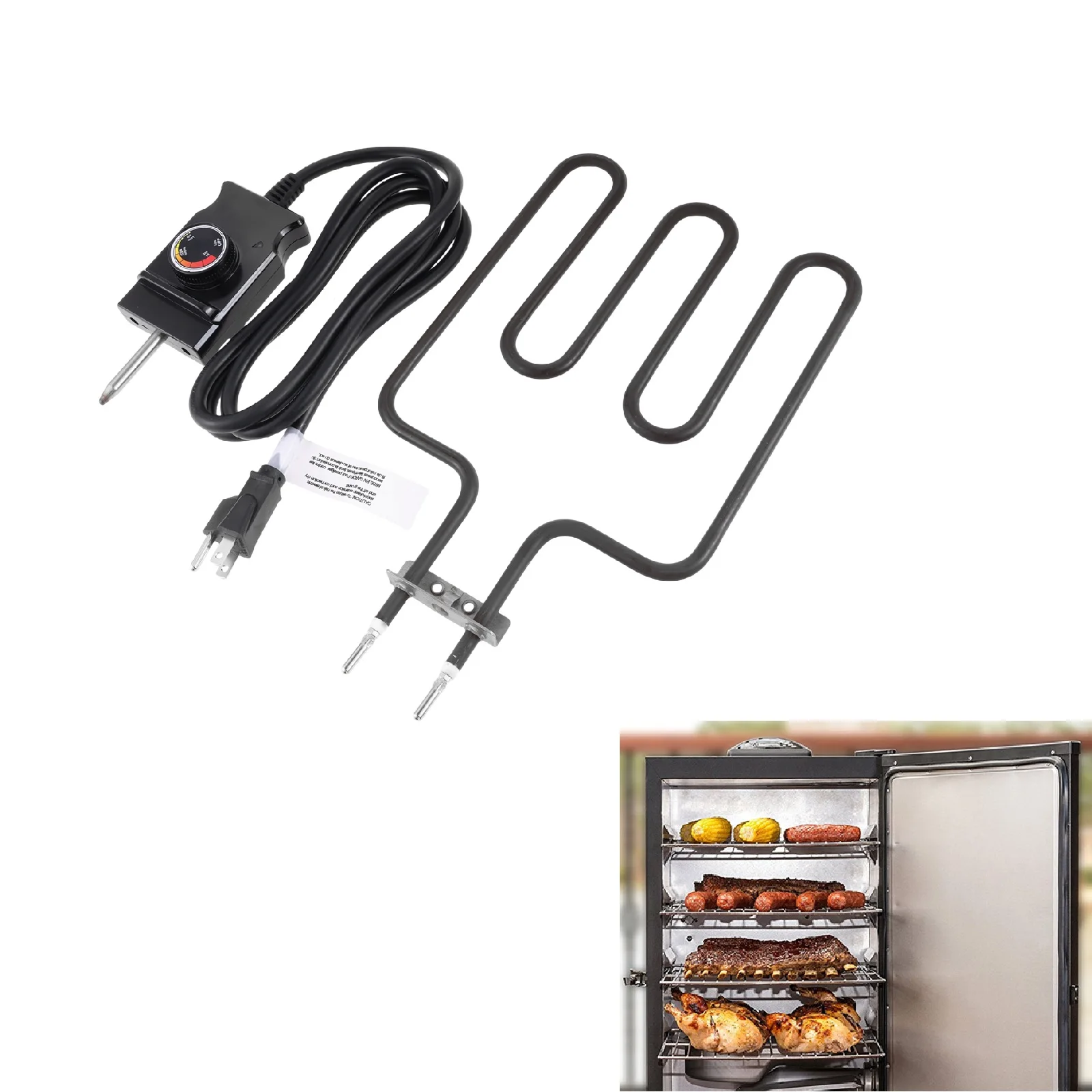 Electric Heating Element + Adjustable Thermostat Controller 1400W Replace 9907150014 for Masterbuilt 20073017 20072817 20072917
