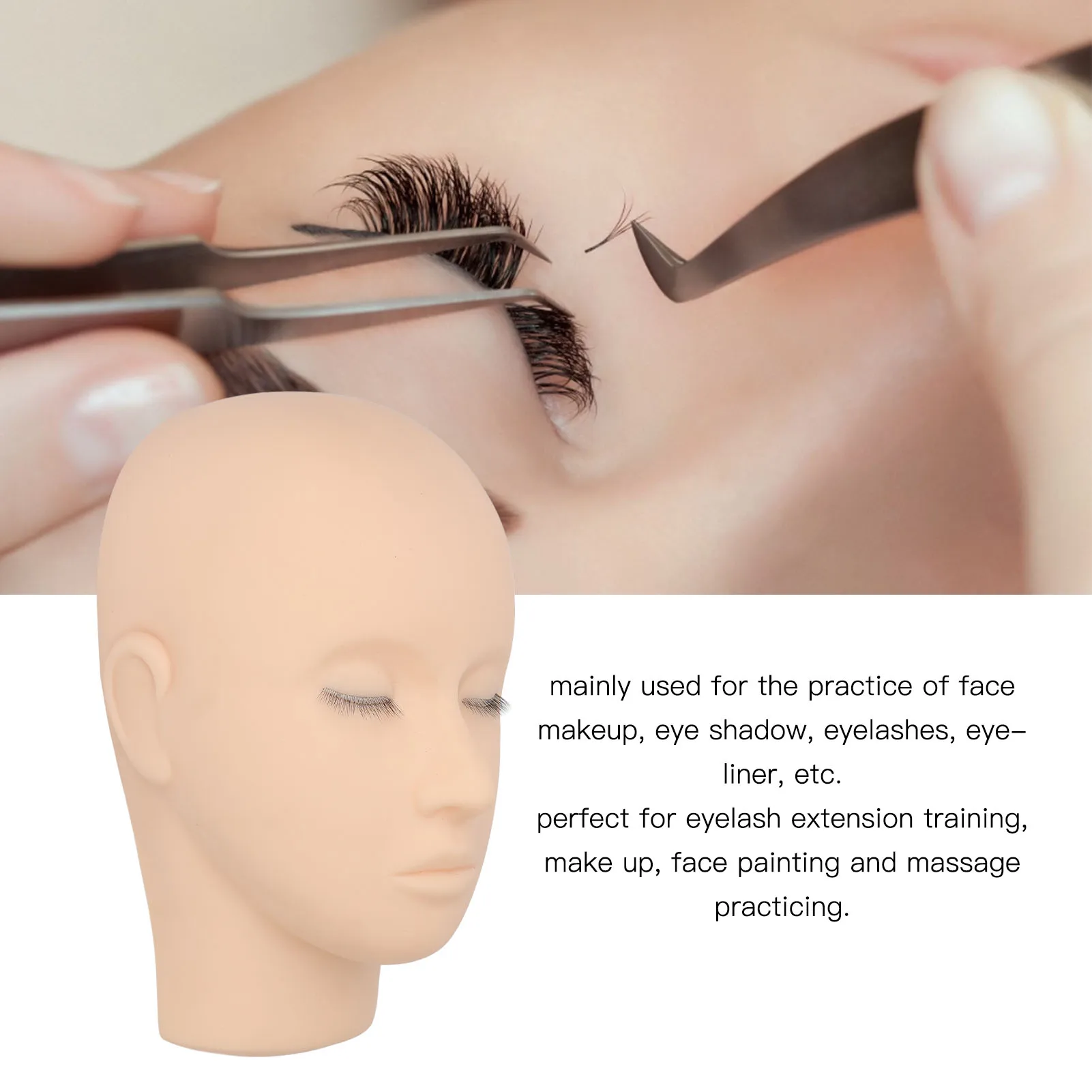 

Eyelash Practice Silicone Lash Mannequin Easy To Clean Multi Purpose High Simulation High Density for Salon