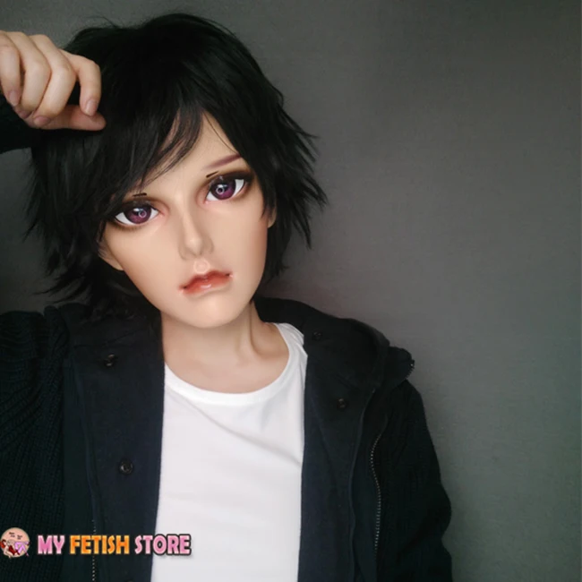 (Ao) Ragazzo/Maschio/Uomo Resina Mezza Testa Kigurumi Crossdress Cosplay Anime Giapponese Maschera di Ruolo Con Occhi E Parrucca