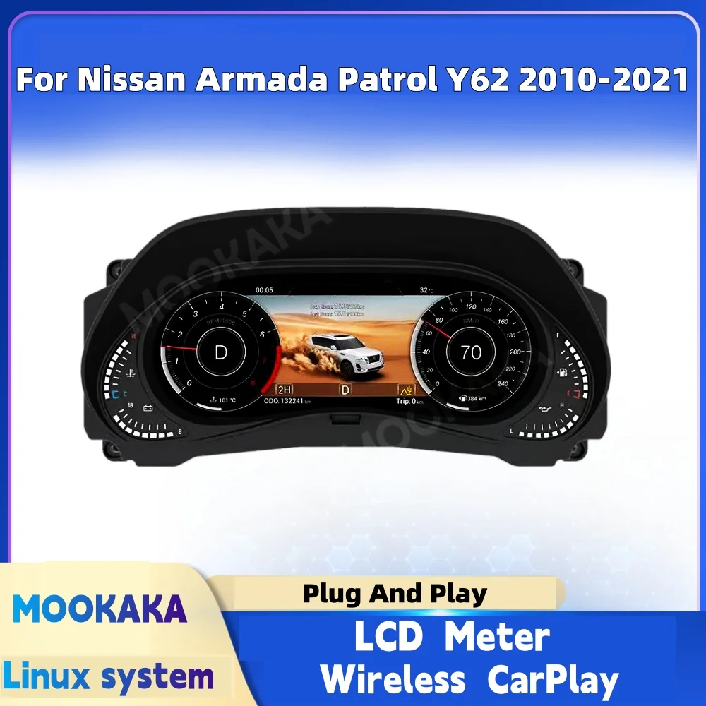 

Панель приборов для Nissan Armada Patrol Y62 2010~2021: ЖК-дисплей, виртуальная приборная панель, цифровая панель приборов, головное устройство для автомагнитолы
