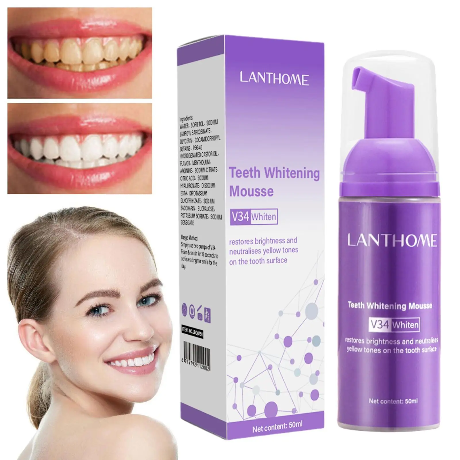 Toothpaste Whitening Foam Natural Mouth Wash Mousse Hygiene Tool Dental Breath 50ml Teeth Teethpaste Dropshipping Whitening W6j9