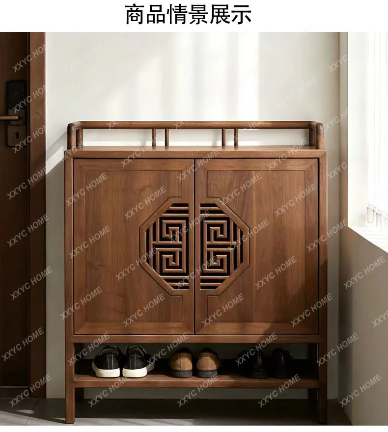 new Chinese style  black walnut shoe cabinet entrance door porch partition storage side cabinet solid wood