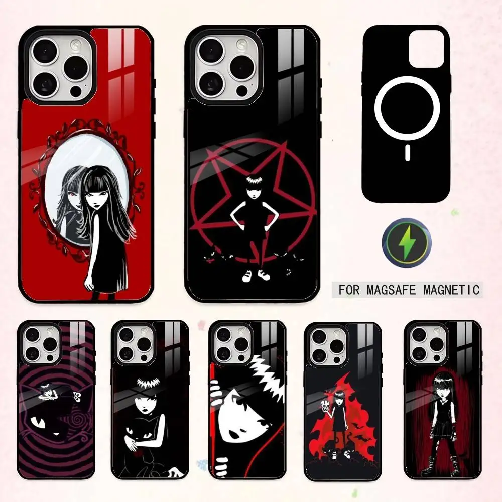 

Comics E-Emily The Strange Phone Case For iPhone17,16,15,14,13,12,11 Plus,Pro Max Magnetic For Magsafe Wireless Charging