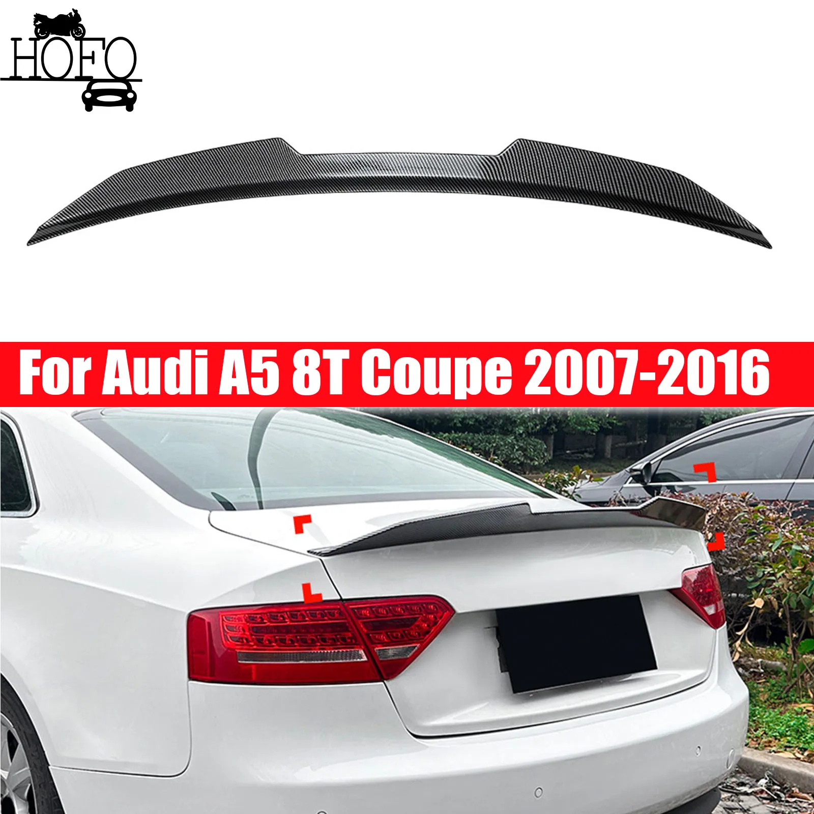 

Rear Trunk Spoiler Wing Body Kit Carbon Look / Black For Audi A5 8T Coupe 2007-2016 2008 2009 2010 2011 2012 2013 2014 2015
