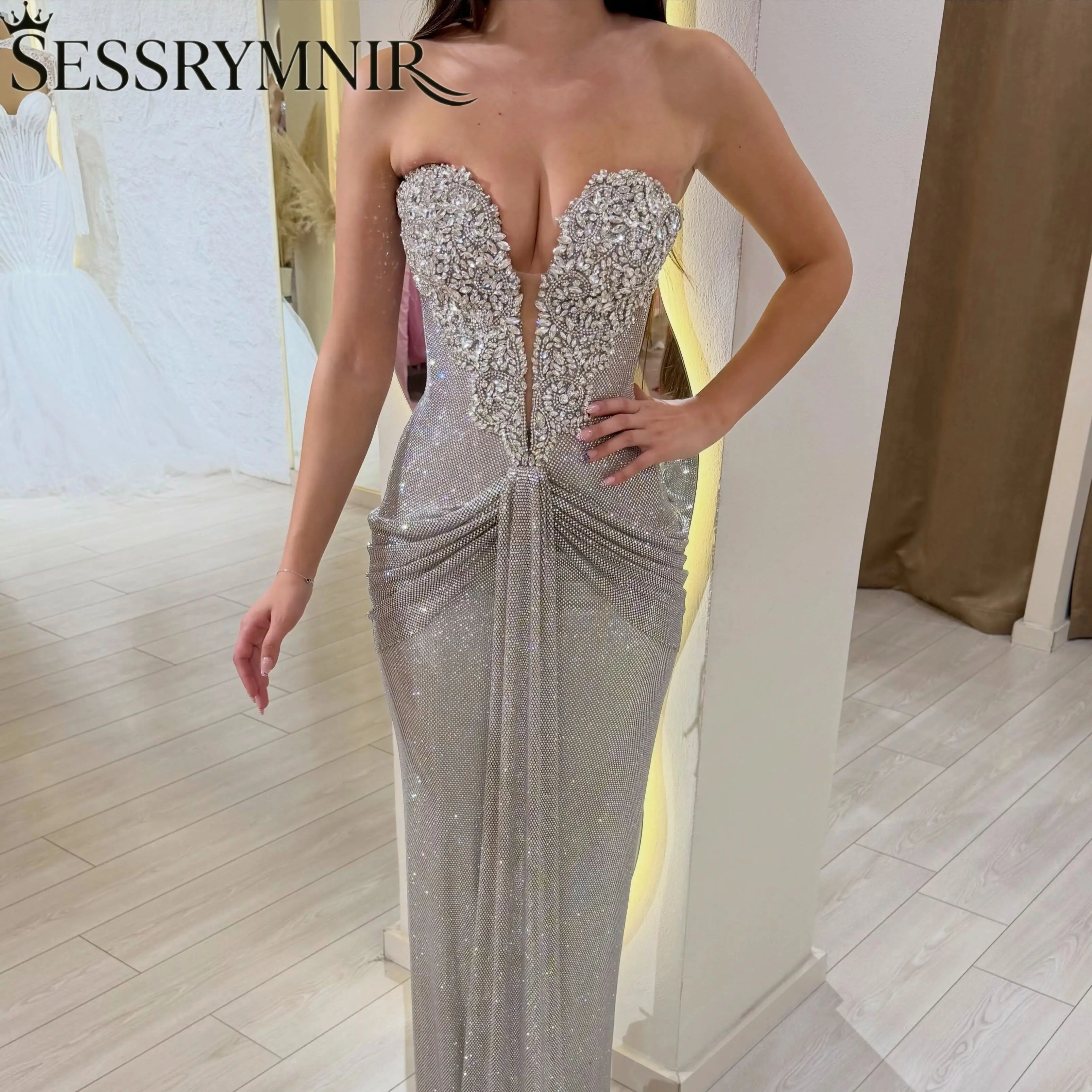 

SESSRYMNIR Women'S Formal Evening Gowns Customize Sweetheart Ruffle A-Line Evening Dresses Sleeveless Floor-Length Elegant Party