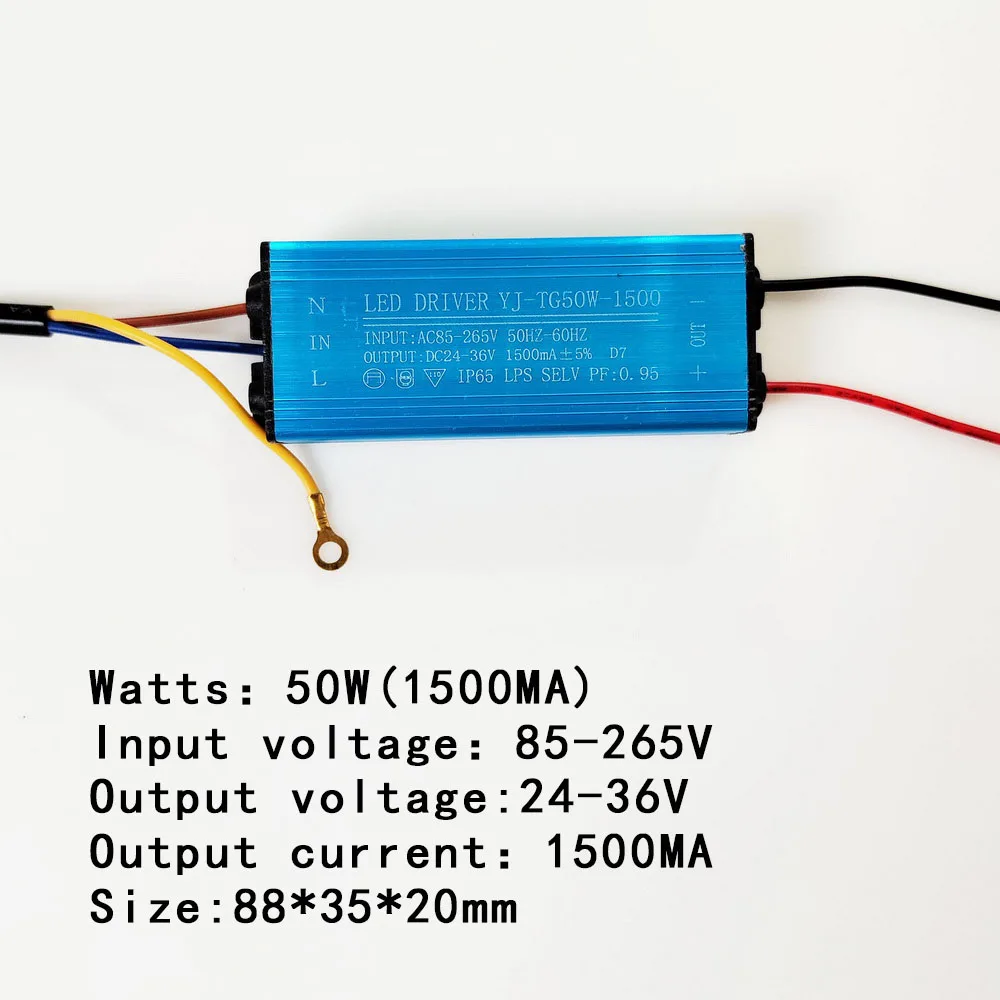 LED Driver 50W 700MA 1050MA 1200MA 1500MA alimentatore proiettore LED Driver light Transformer IP65 adattatore impermeabile DC24-36V