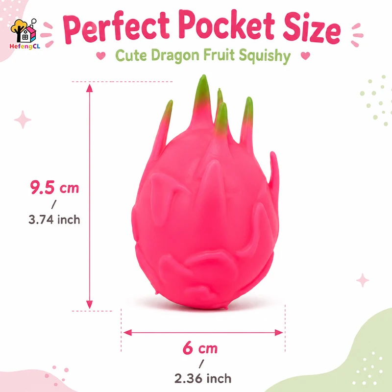 Realistic Pitaya Squeeze Toy, Soft TPR Stretch Novelty Toy, Dragon Fruit Collectible Desktop Decor, Party Holiday Gift