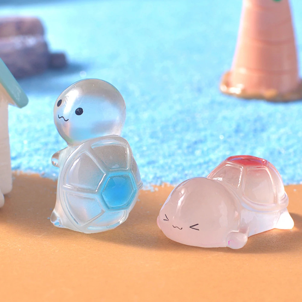 

12 Resin Glow in Dark Mini Figurines Garden Pots Potted Plant Decoration Decor Small Animal Statues NIGHT LIGHT Decoration
