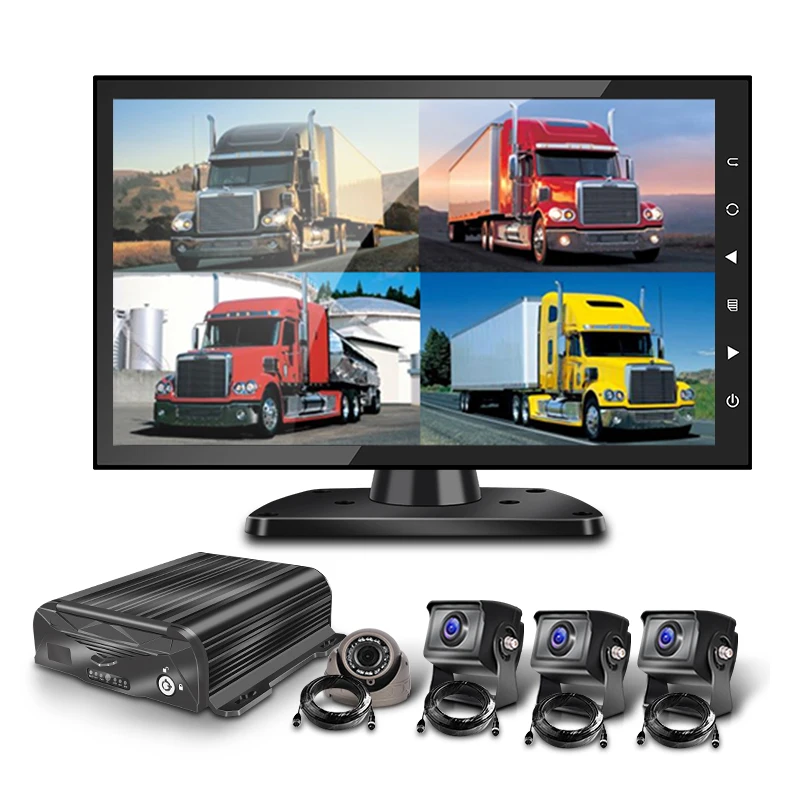 

MDVR Kits with 10.1inch Monitor 4CH 4G GPS 1080P HDD Mobile DVR System with Waterproof Dome Rear View IR Night Vision Cameras