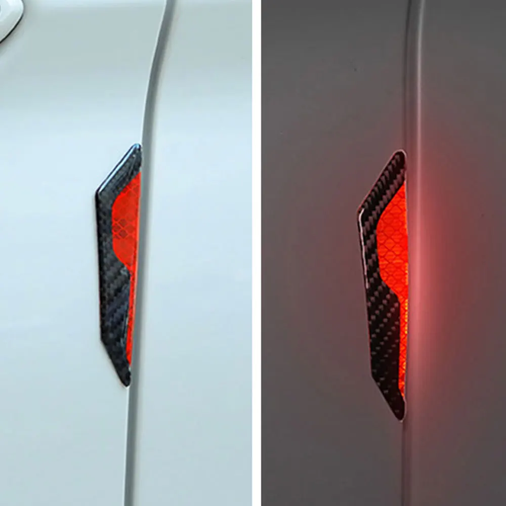 

4pcs Car Door Anti-Collision Strip Edge Guard Scratch Reflective Stickers Decoration Protector Strips Car Exterior Accessories