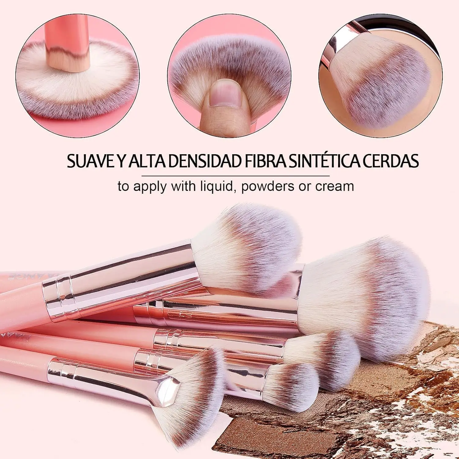 Conjunto de pincéis de maquiagem sintética premium profissional, 42 peças, adequado para iniciantes, para base facial, pó, corretivo, pincéis para os olhos