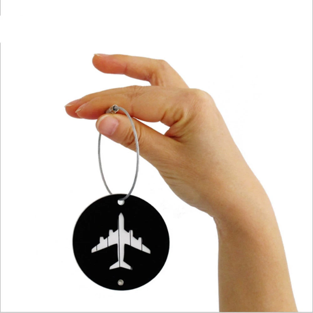 Aluminium Alloy Circle Luggage Tags Airplane Shape Checked Boarding Elevators Ptgirl Travel Accessories 2019 Fashion Luggage Tag