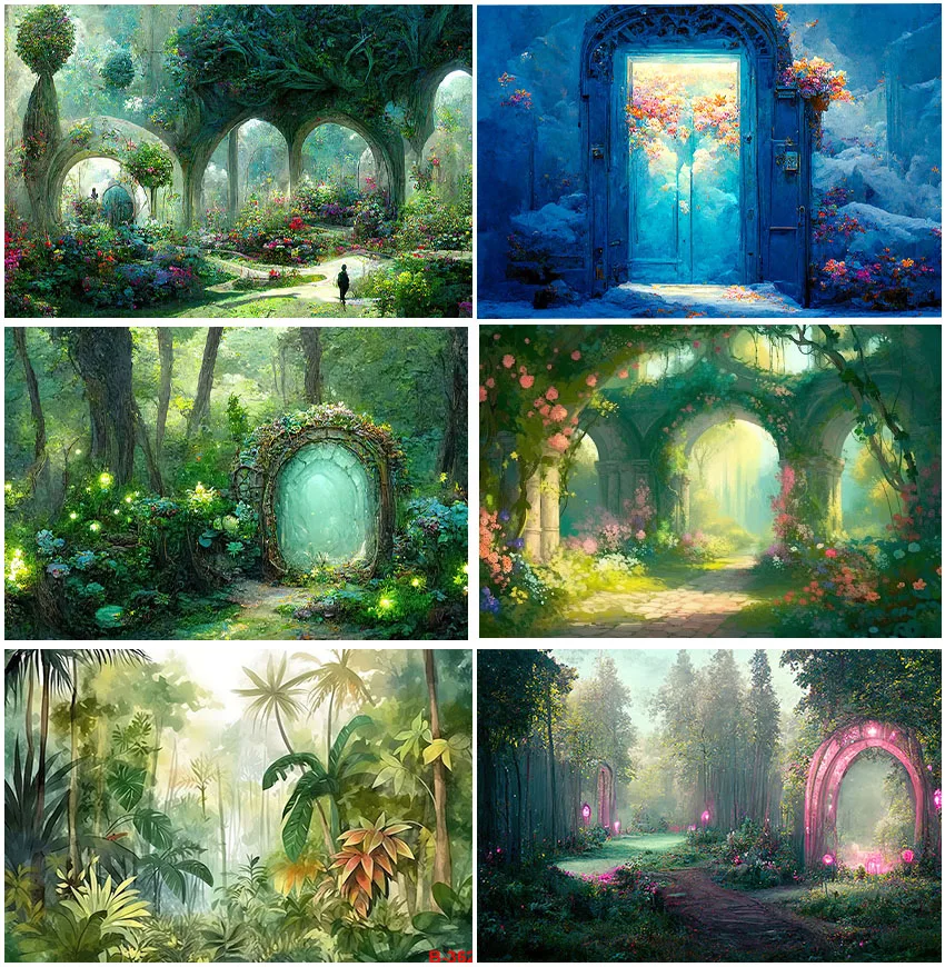 

Forest Jungle Natural Scenery Backdrops Photographic Garden Fairy Wonderland Backgrounds Baby Shower Birthday Party Banner Decor