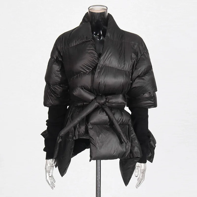 

Waist Cinched Cotton Jacket 2025 Winter New Style Spliced Knitted Cuffs Personalized High-end Cotton Jacket for Women
