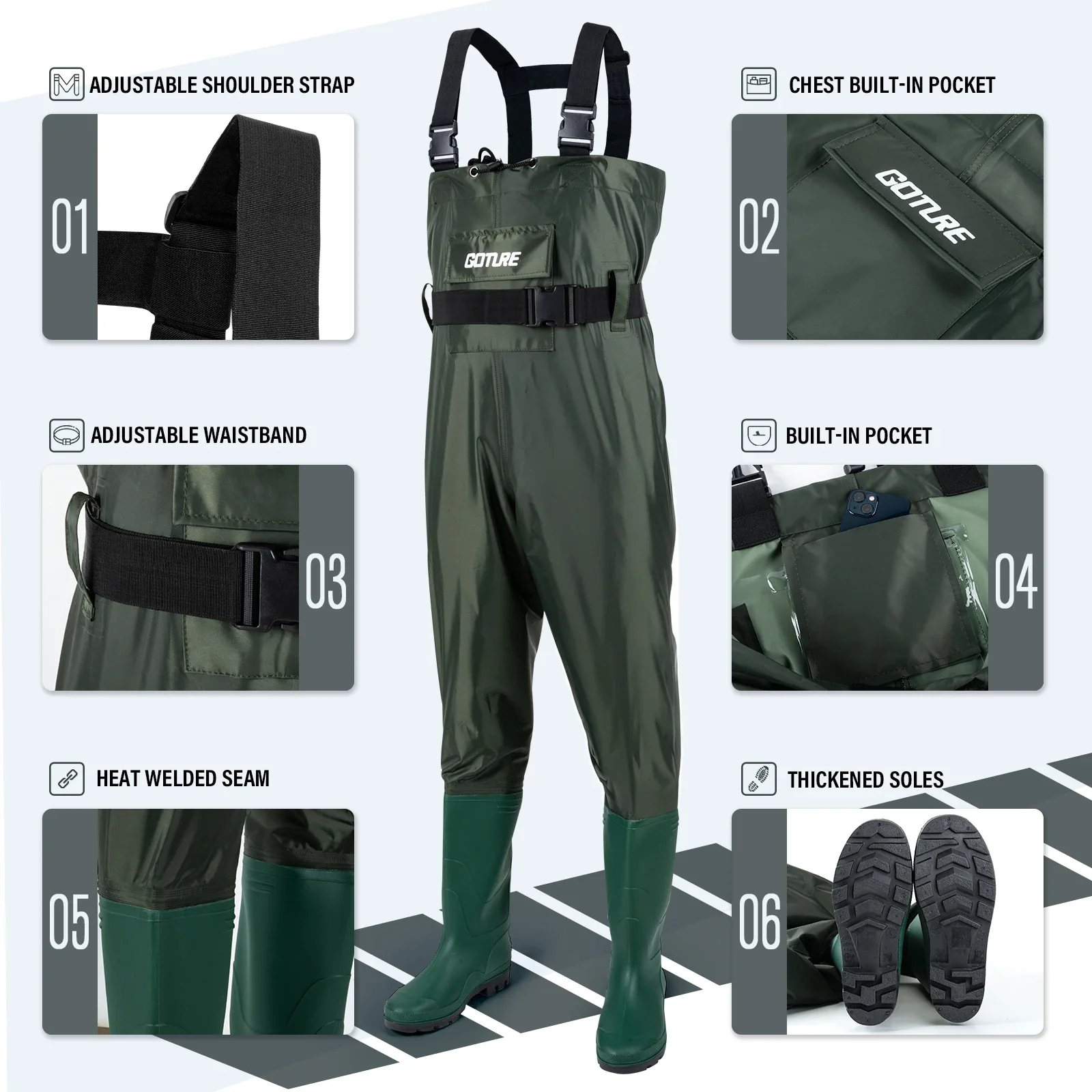 Imagem -03 - Impermeável Fly Fishing Waders para Homens e Mulheres Respirável Wading Pants Caça Vestuário Macacão Peito Neoprene Meias Roupas