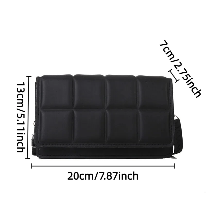 Trendy Classic Solid-Colour Minimalist Fashion Handbag Popular New Style Compact Square Bag PU Handheld Crossbody Shoulder Bag