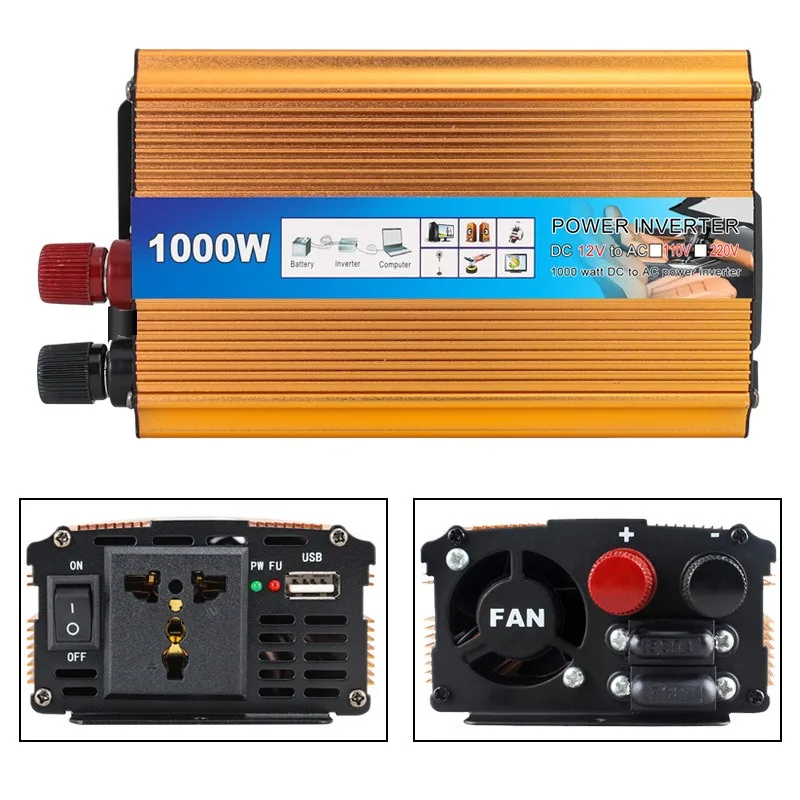 12V 24V 48V 60V 70V To 220V Car Power Inverter 500W 1000W 2000W Portable Voltage Converter For Home Emergency Power Supply