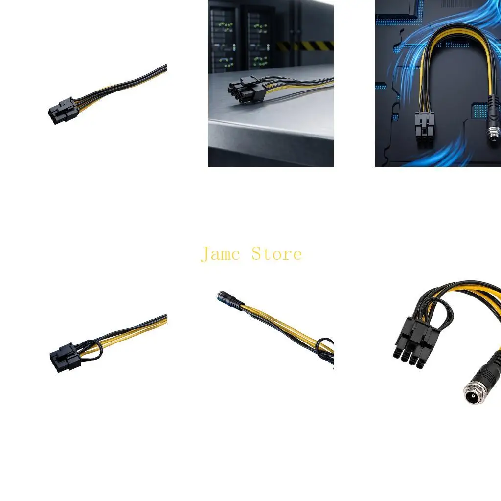 LX0B Heavy Duty DC5525 to 6Pin 6+2PIN PCIe Power Extension Cable with Reinforced Connectors for Computer and Server