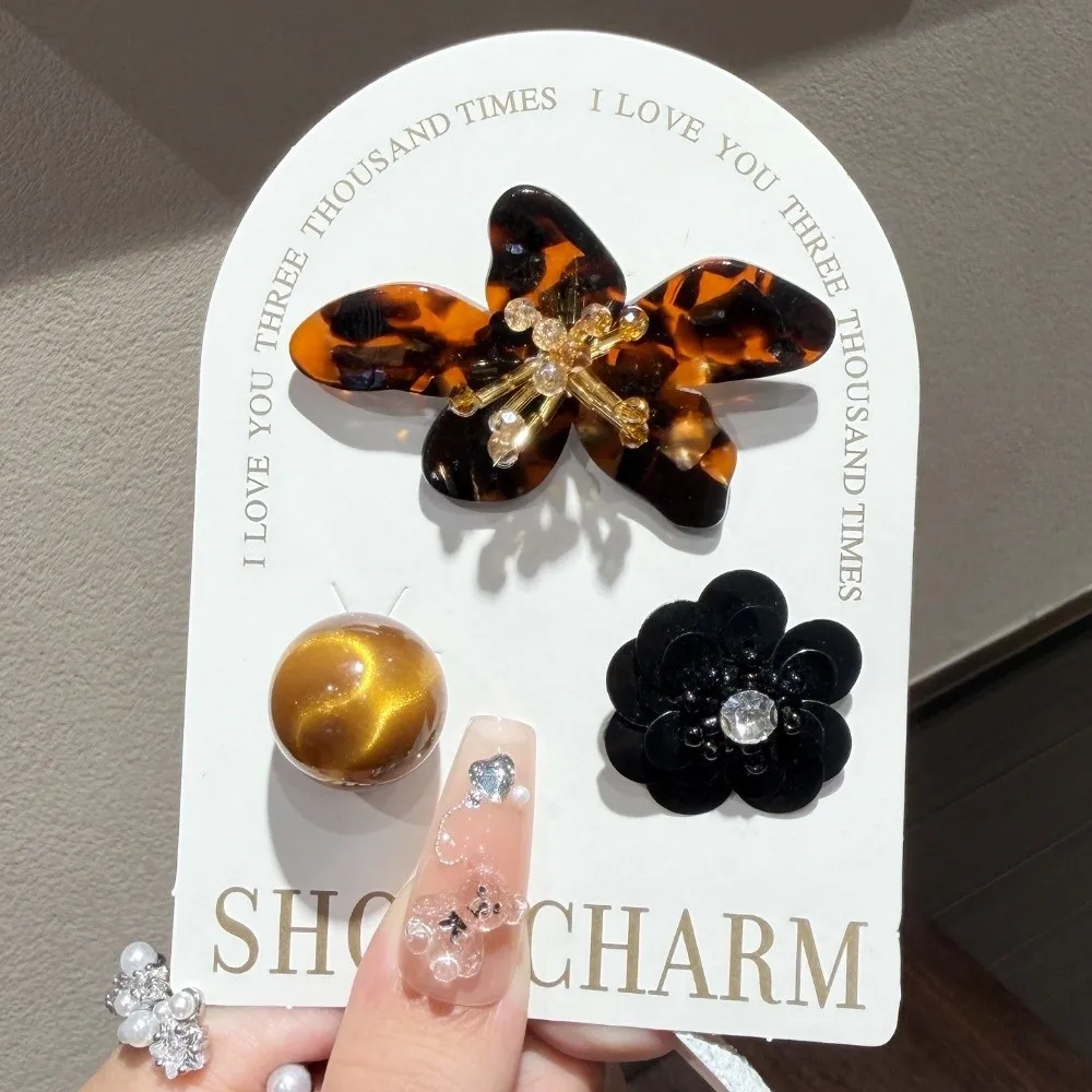 3pcs/set Flower Bead Chain Crystal Shoe Charms Tassel Pearl Handmade Heavy Work Shoe Clips Korean Style Elegant