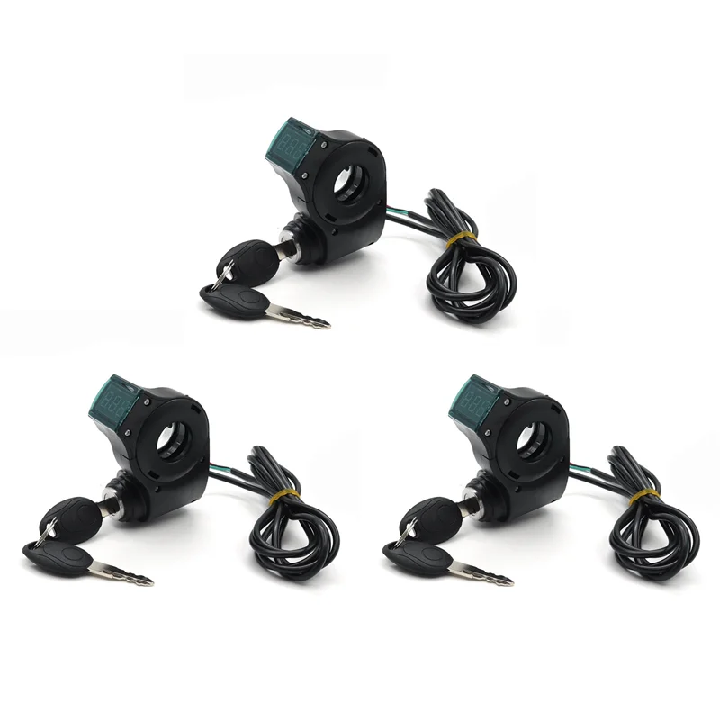 

3X ключ замка зажигания для электронного велосипеда, вольтметр дроссельной заслонки, цифровой переключатель дисплея напряжения для KUGOO Xiaomi M365, универсальная стрела