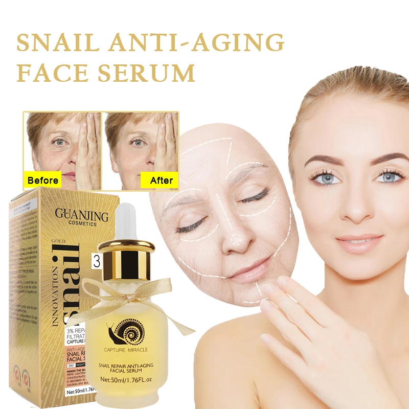 Facial Serum Anti-Aging Wrinkle Removing Snail Extract Skin Care Firming Lifting Moisturizing Oil Control Shrinking Pores 50ml