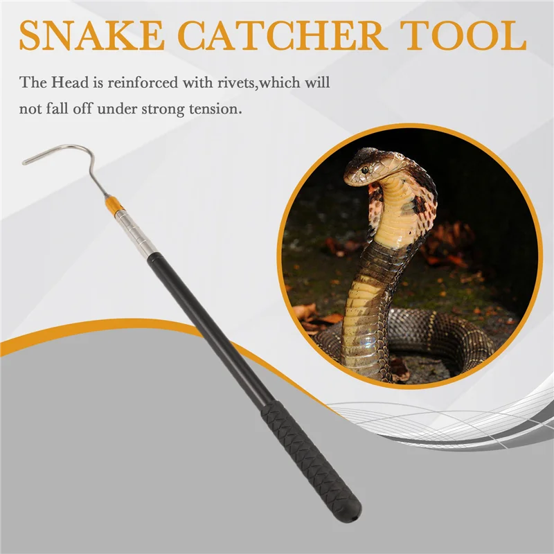 B69C 61Inch Snake Hook Reptile Catcher Stick Pole,Snake Handling Tool Kit For Rattlesnakes Python Copperhead Removal Catching