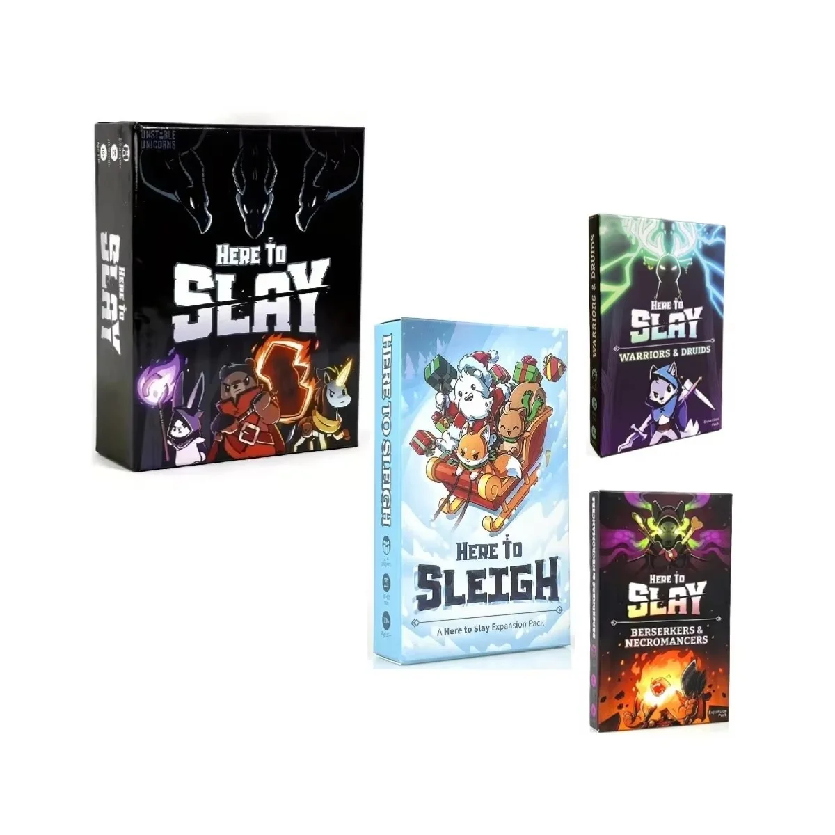 Here to Slay Here to Sleigh Holiday Expansion Pack Strategic role playing card game for kids teens adults 2-6 player