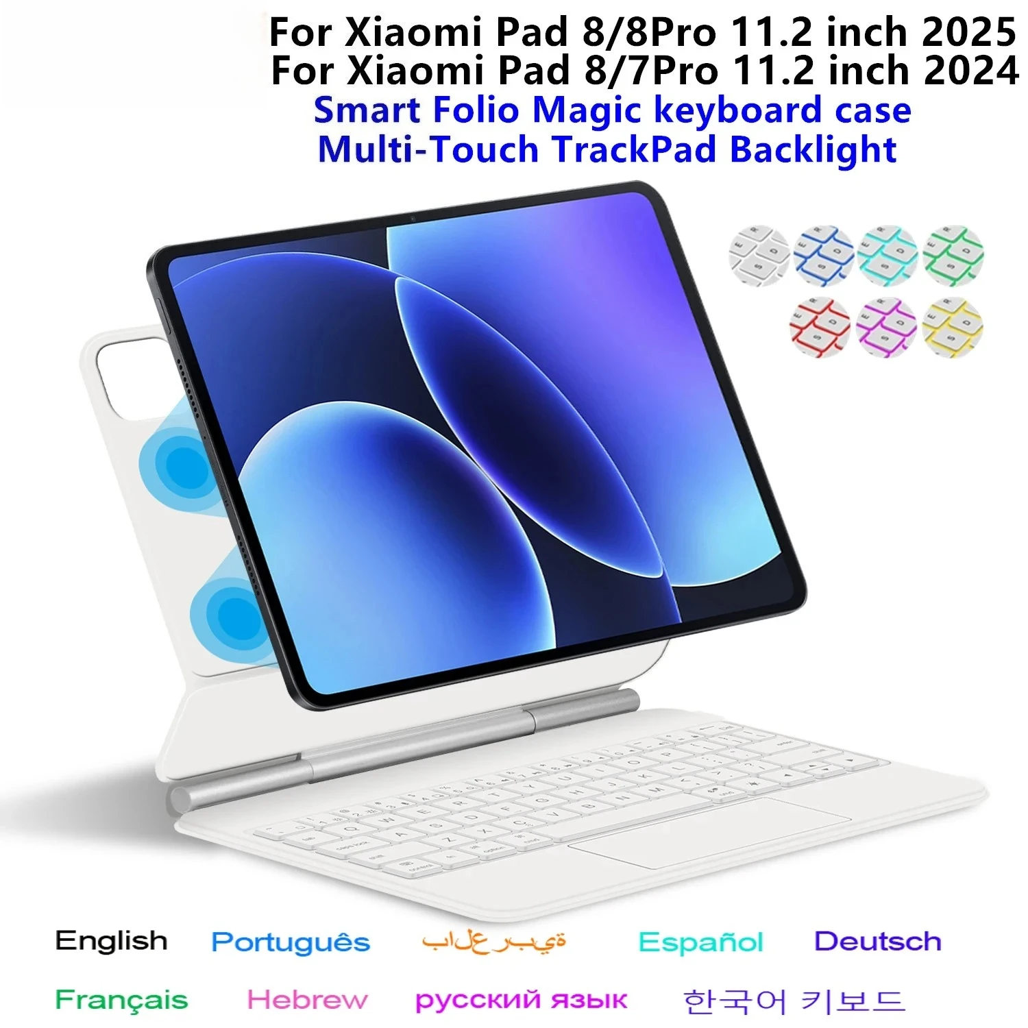 Magic Keyboard For Xiaomi Pad 8 7 Magnetic Case for MiPad 8 Mi Pad 8 7 Pro 11.2inch POCO Pad X1 Smart Multi-touch Keyboard Cover