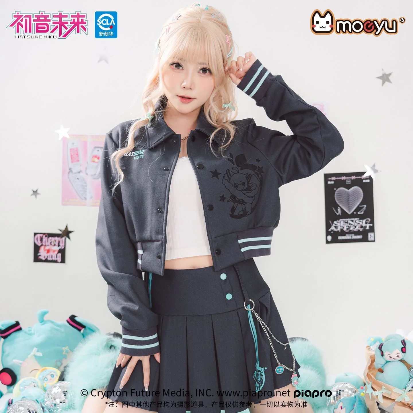 Moeyu Miku Jacket for Women Short Coat Girl Coats Winter Jackets Autumn Casual Clothing Anime Vocaloid Hatsune Cosplay Costume