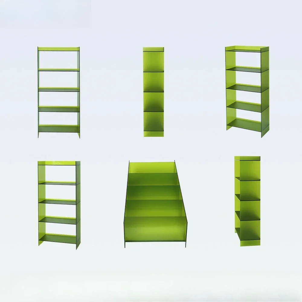Light luxury multi-layer bookshelf, household integrated transparent bookcase,  figure storage shelf