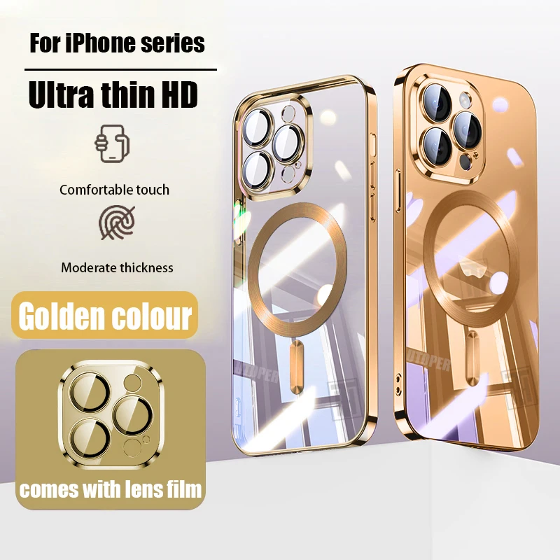 Desert Gold Phone Case para iPhone, iPhone 16, 15, 14, 13, 12, 11 Pro Max, 16 Plus, chapeamento, magnético, macio TPU Clear Lens Film Cover, oficial, novo