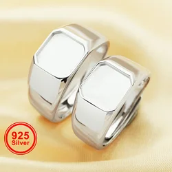 9MM Square Bezel Ring Settings Solid Back Mother Milk Resin 925 Sterling Silver DIY Men's Adjustable Ring 1294222