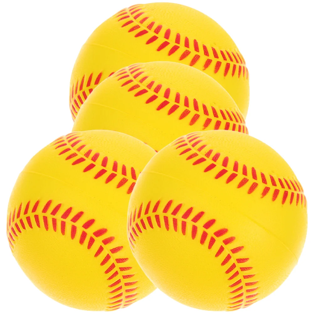4 Pcs Sponge Kids Baseball Practice Baseballs for Playing Soft Softballs Pu Training