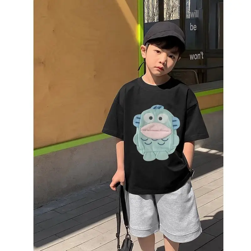 Miniso مضحك Hangyodon تي شيرت حمل ورقة معك الإبداعية الجديدة لطيف الكرتون ثلاثية الأبعاد البكم ورقة تي شيرتات قصيرة الاكمام بلايز متعة هدية #5