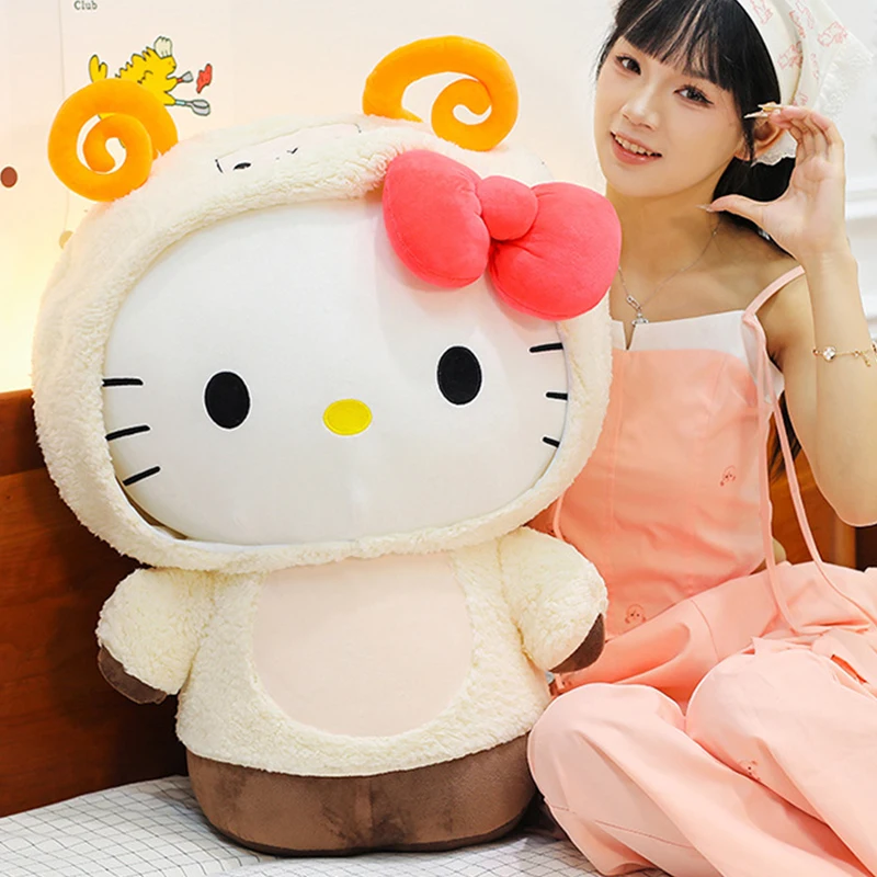 

35/45cm Plushier New Aries Cross dressing KT Cat Plush Toy Cute Hat Kitty Dolls Katie Cat Soft Animal Pillow Holiday Gift