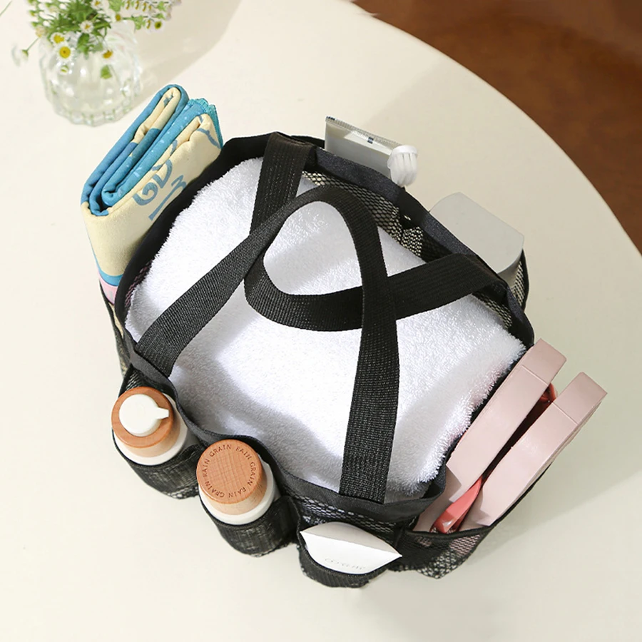 Borsa per il lavaggio nera Stili di modelli multipli Borse portaoggetti in rete di grande capacità Borse da spiaggia Borsa da viaggio per sauna da bagno