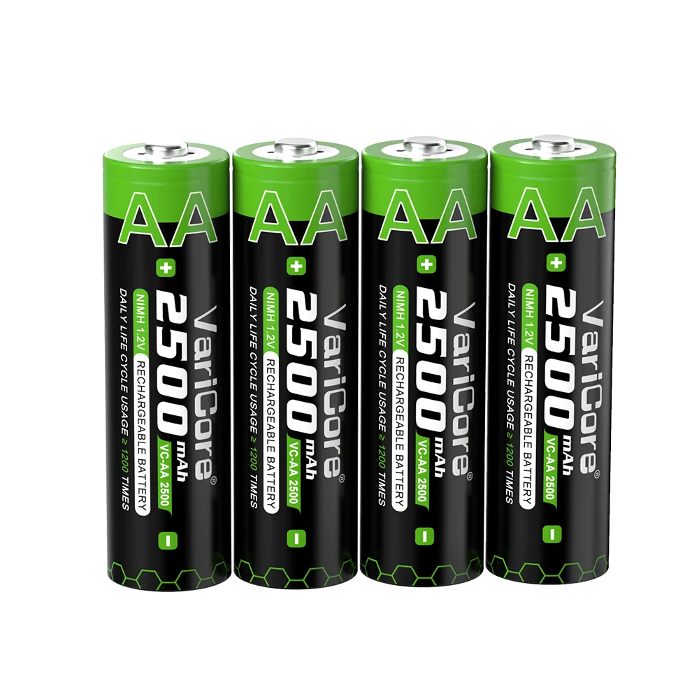 NEW VariCore 1.2V AA 2500mAh Ni-MH Rechargeable battery aa for Temperature gun remote control mouse toy batteries