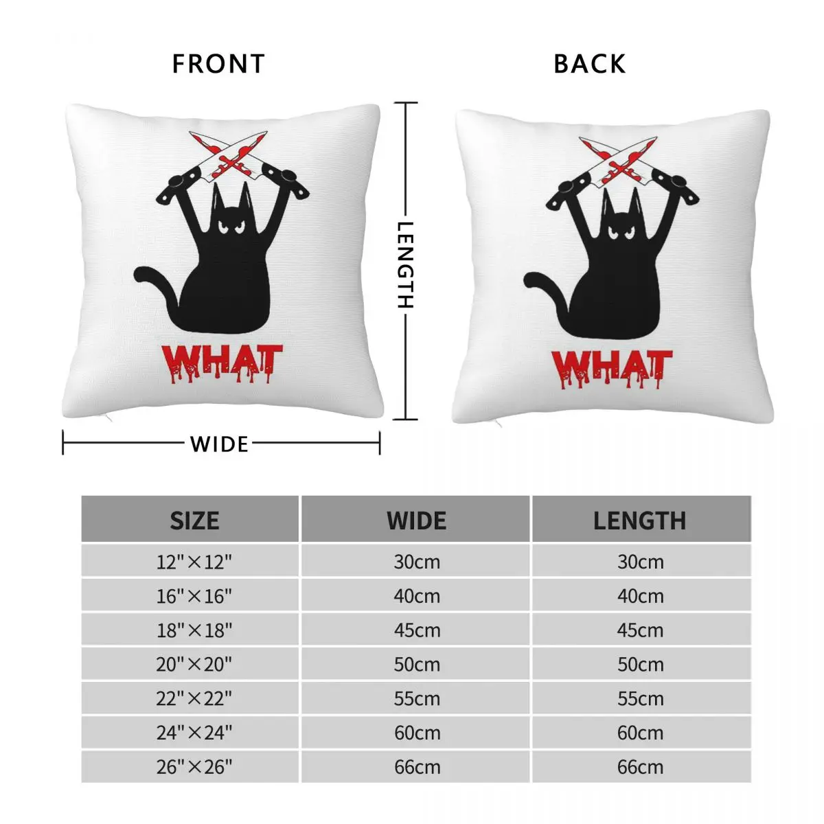 Black Cat Holding Knife Murderous With Knife Humor Square Pillowcase Pillow Cover Cushion Comfort Throw Pillow for Home Sofa