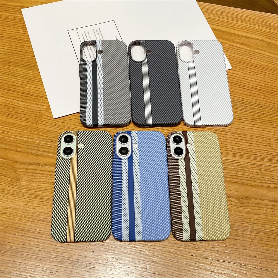 Luxury Hit Color Carbon Fiber Watermark Pattern Slim Case For iPhone 11 12 13 14 15 16 Pro Max 16plus Shockproof Hard PC Cover