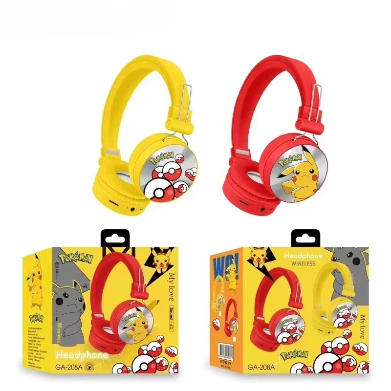 New Style Cartoon Pikachu Model Bluetooth Headset Anime Headphone Child Wireless Earphone Action Figure Kawaii Music Earphones