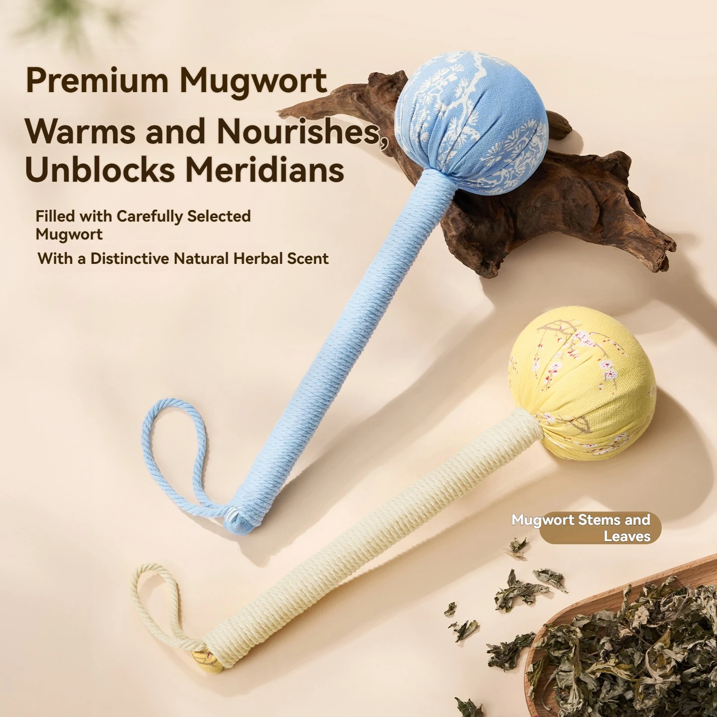 Mugwort Back Massage Hammer,Handheld Massage Tool for Back,Neck,Shoulder,Portable Self-Care Massager for Body Muscle&Deep Tissue